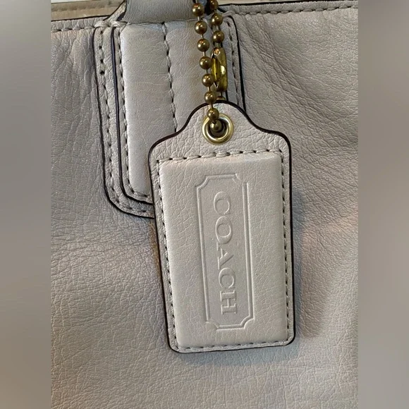 Coach Ivory Leather Tote with Gold Chain and Leather Straps Retail Style 20466 - Picture 14 of 16